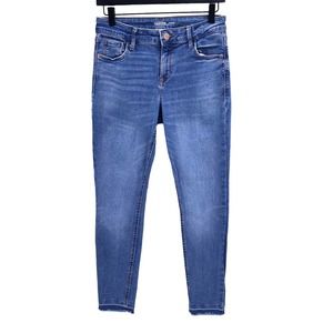 Old Navy Womens Size 6 Mid-Rise Ankle Rockstar Blue Jeans Frayed Hem Denim